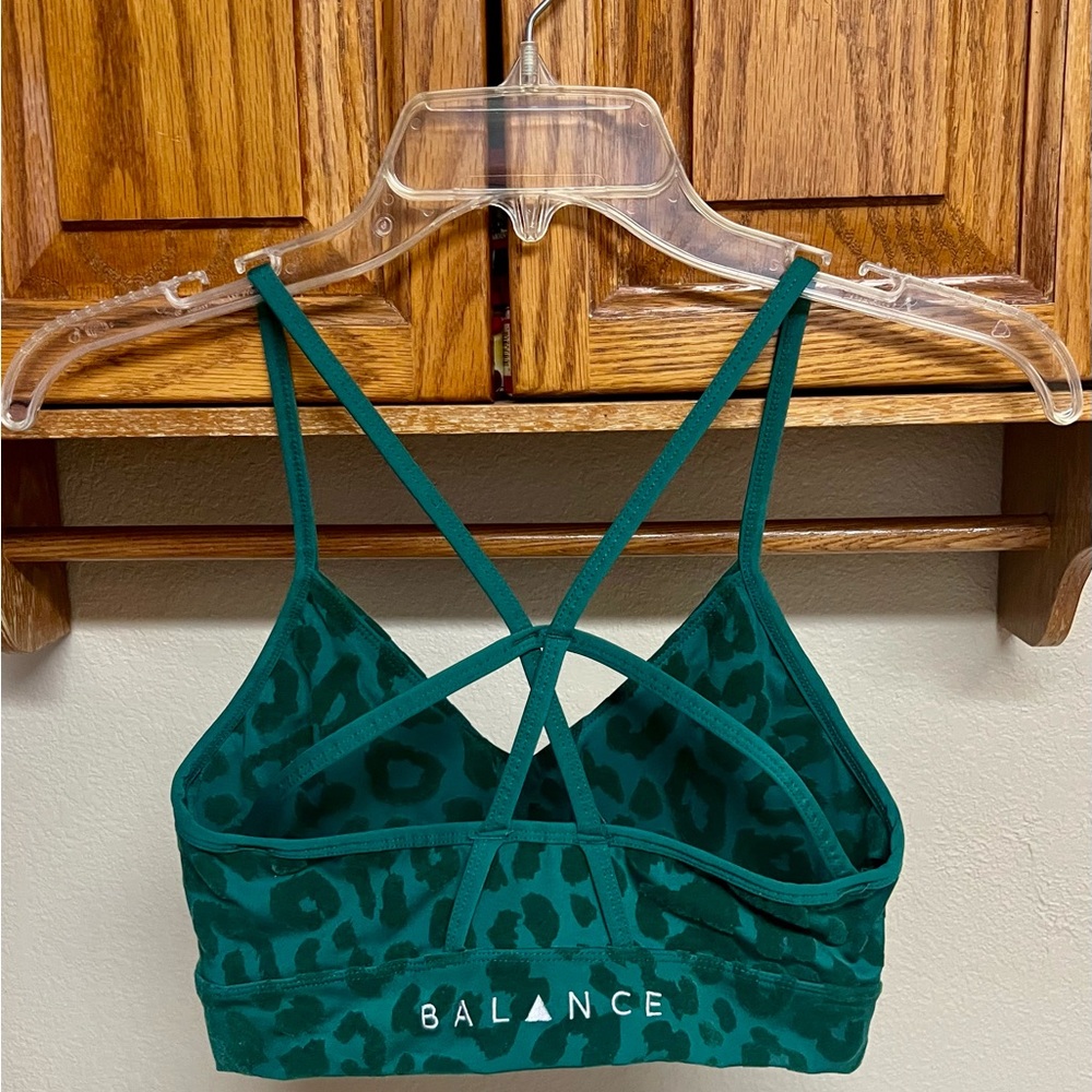 BALANCE ATHLETICA- NOW VITALITY Emerald Green Leopard Sports Bra - Picture 6 of 12